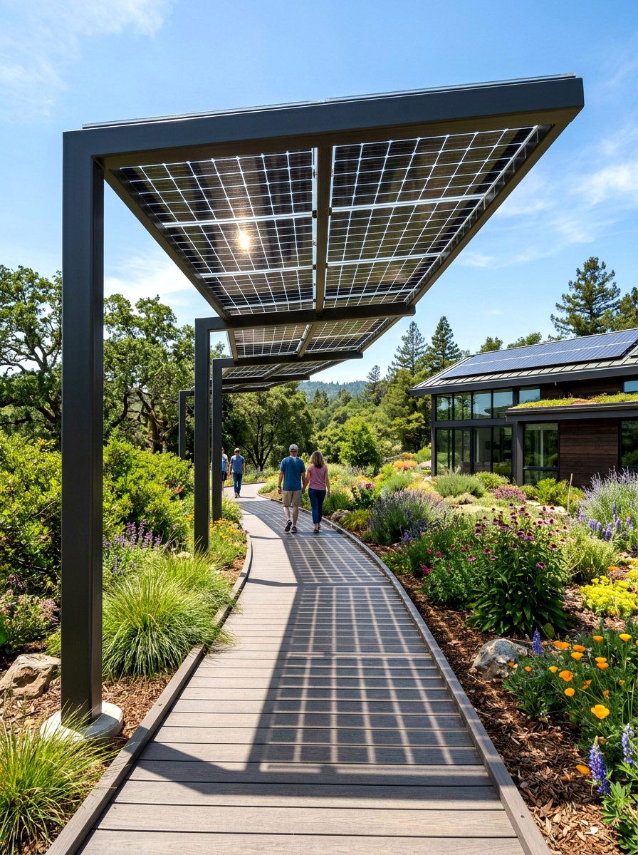 Solar Panel Path Cover - 30 covered walkway ideas