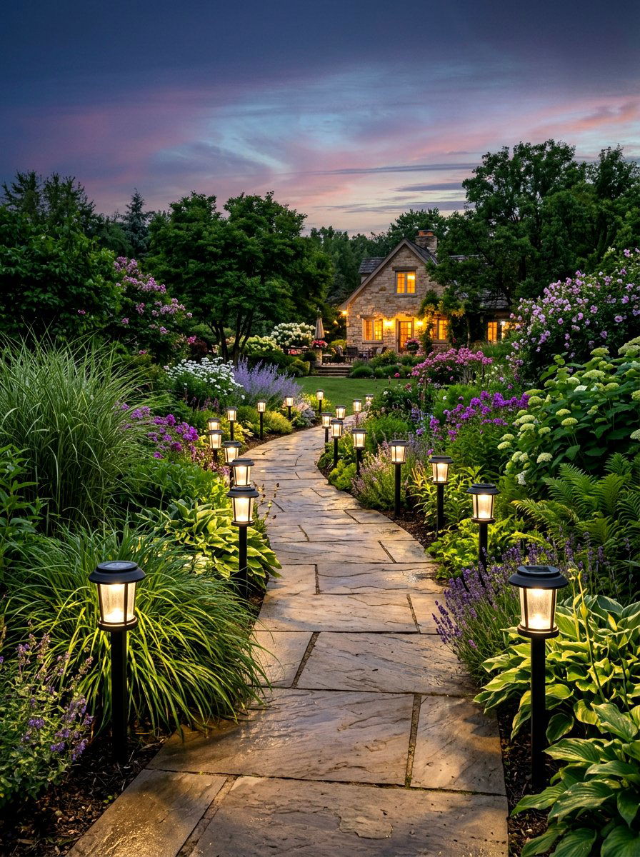 Solar Path Light - 30 simple landscaping ideas