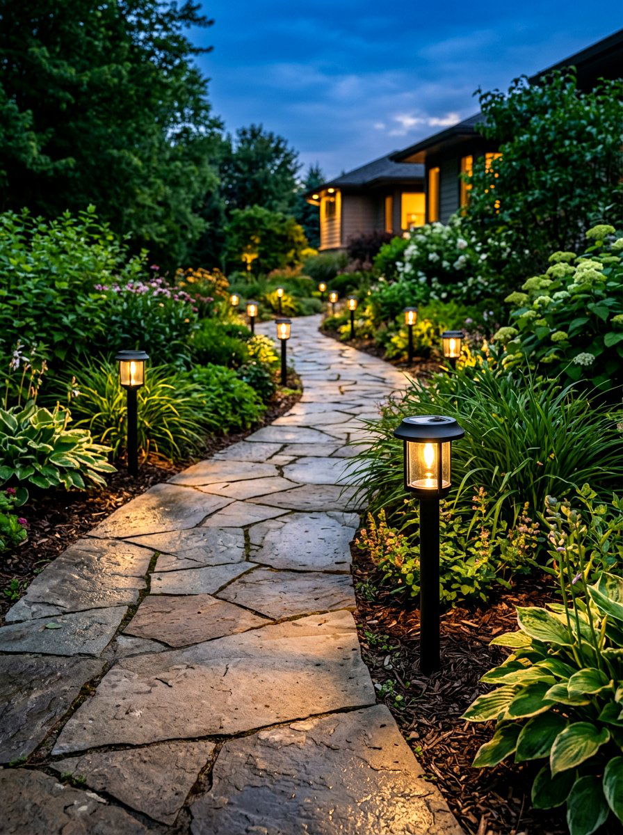 Solar Path Lighting - 30 budget patio ideas