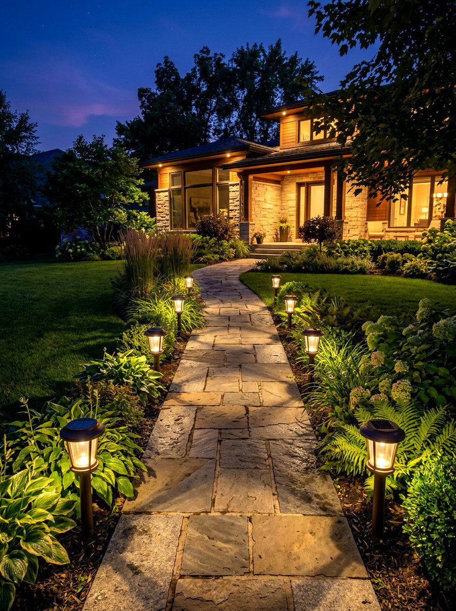 Solar Path Lights - 30 curb appeal ideas for small homes
