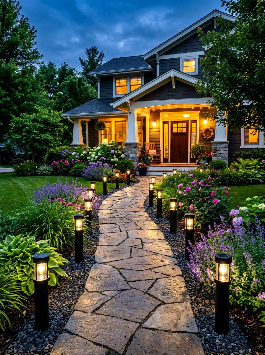 Solar Pathway Lights - 30 Pinterest front porch decor ideas