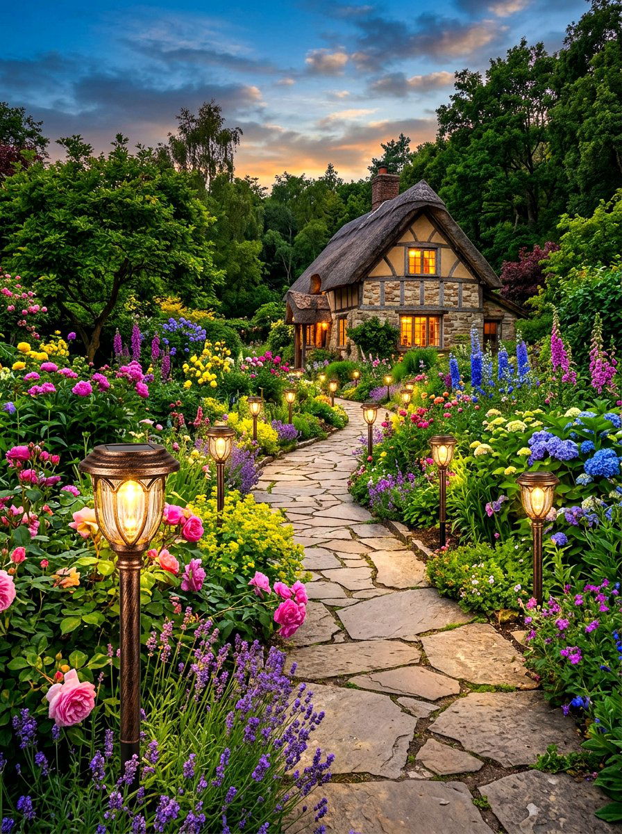 Solar Pathway Stakes - 30 front path lighting ideas