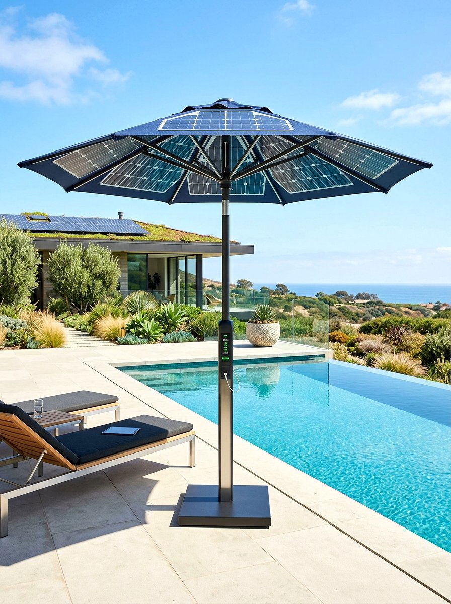 Solar Pool Umbrella - 30 pool umbrella ideas