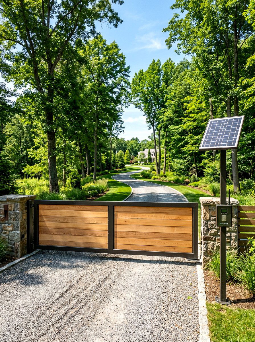 Solar Powered Automatic Gate - 30 driveway gate ideas
