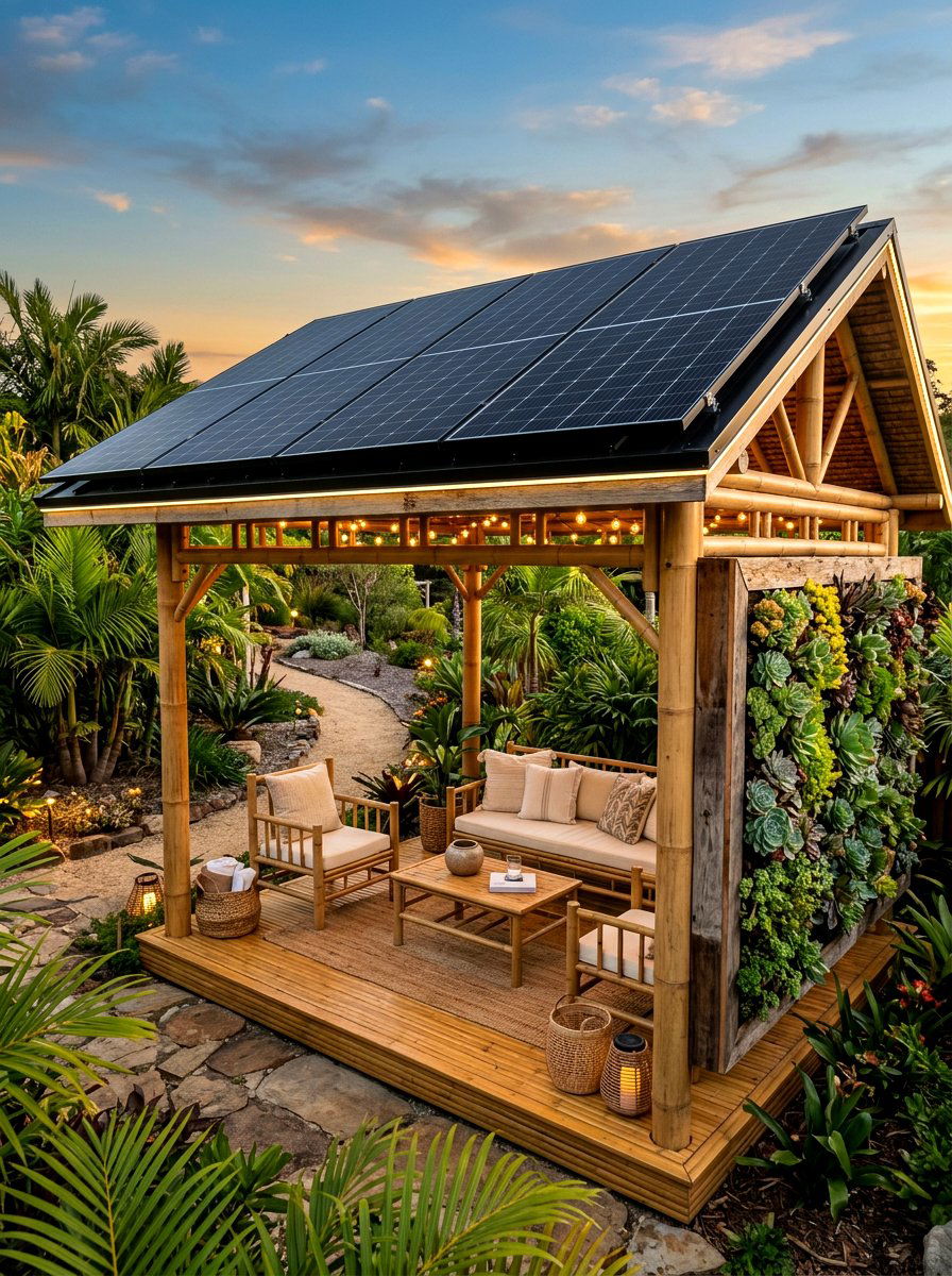 Solar Powered Eco Friendly Cabana - 30 backyard cabana lounge ideas