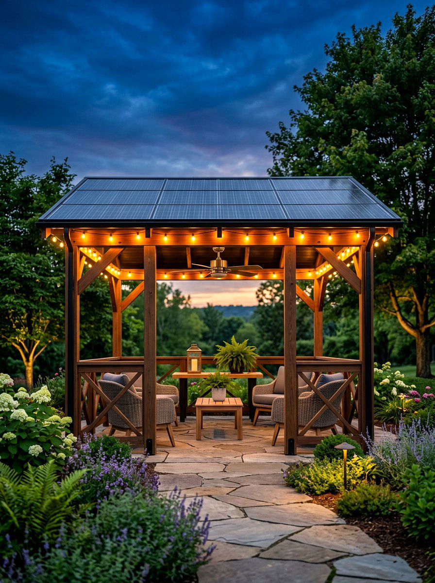 Solar Powered Gazebo - 30 budget gazebo ideas