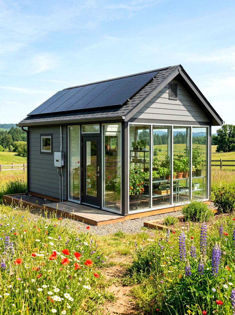 Solar Powered Greenhouse Shed - 30 greenhouse shed combo ideas