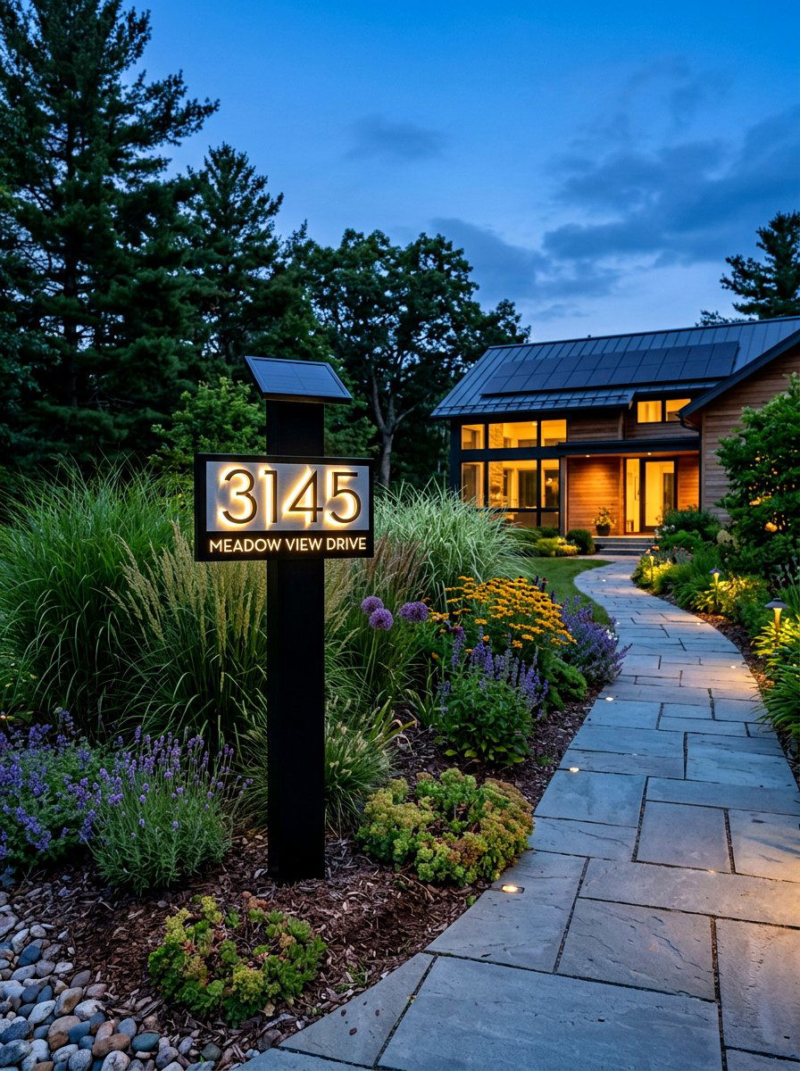 Solar Powered House Numbers - 30 house numbers curb appeal ideas