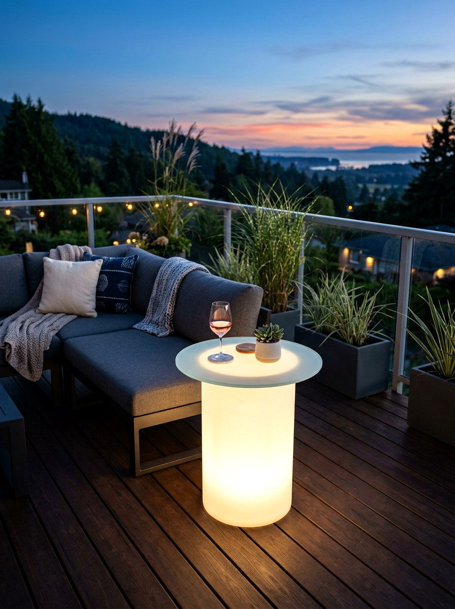 Solar Powered LED Table - 30 outdoor side table ideas