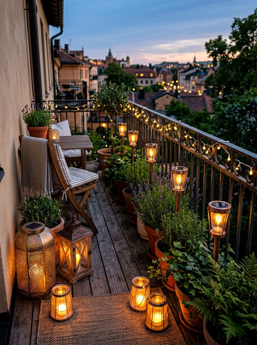Solar Powered Lighting - 30 narrow balcony ideas