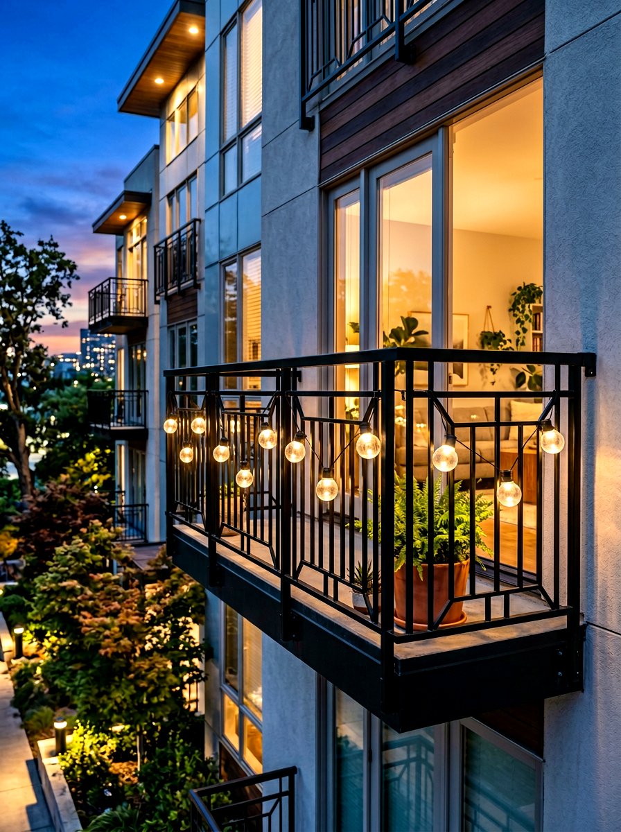 Solar Powered Lights - 30 Juliet balcony decor ideas
