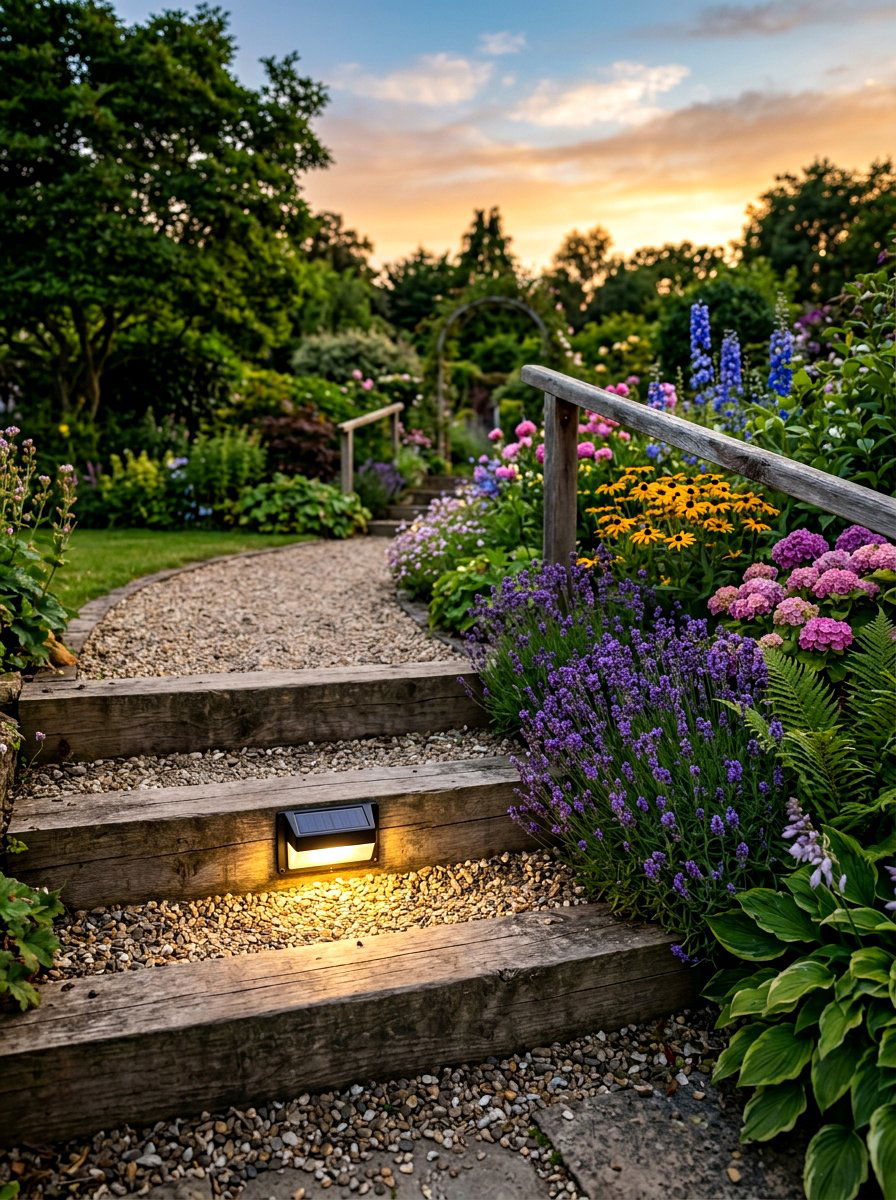 Solar Powered Outdoor Stair Light - 30 stair tread lighting ideas