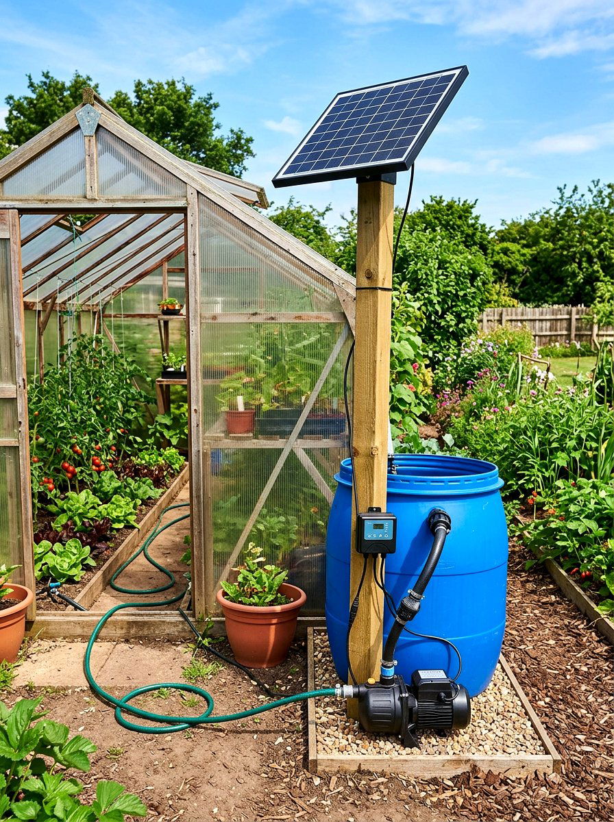 Solar Powered Pump - 30 greenhouse watering ideas