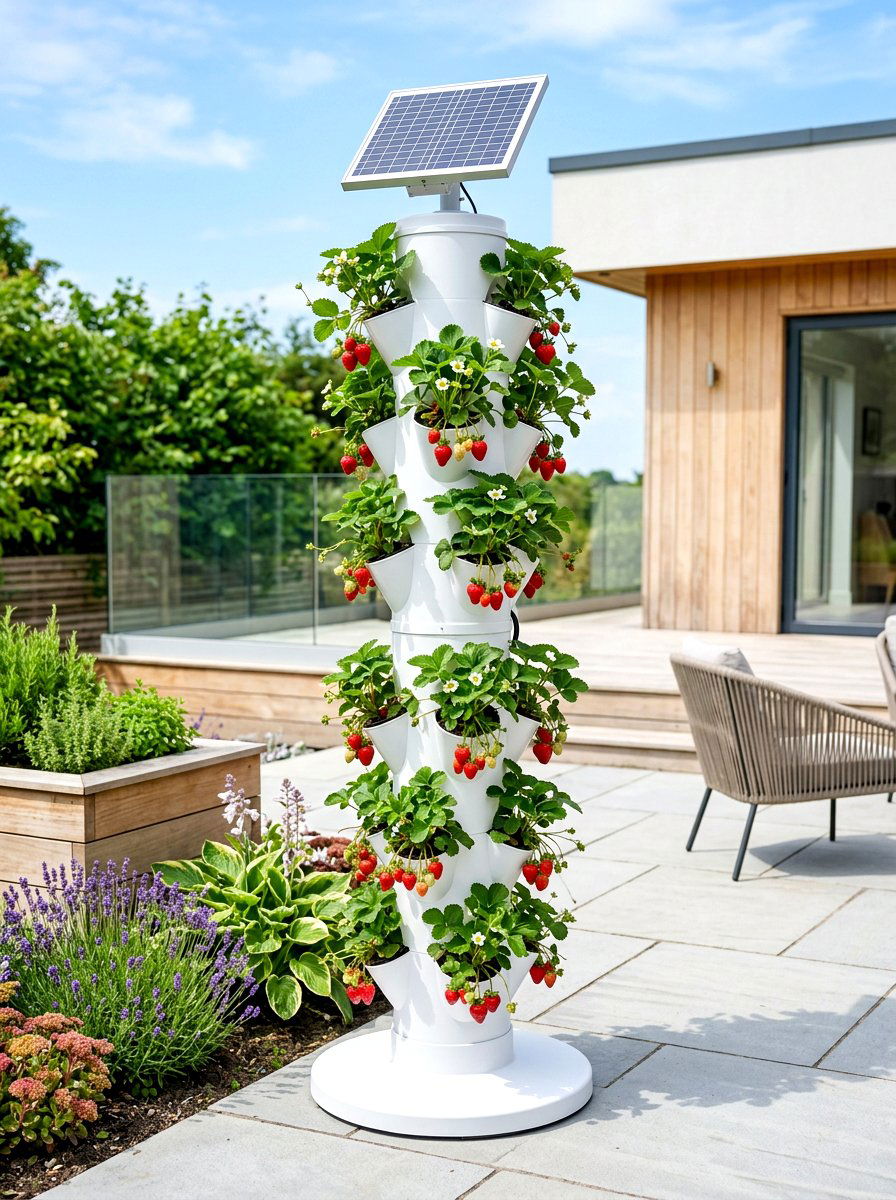 Solar Powered Rotating Tower - 30 strawberry tower ideas