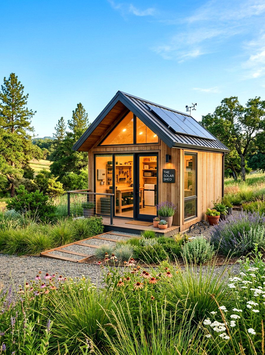 Solar Powered Shed - 30 outdoor storage shed ideas