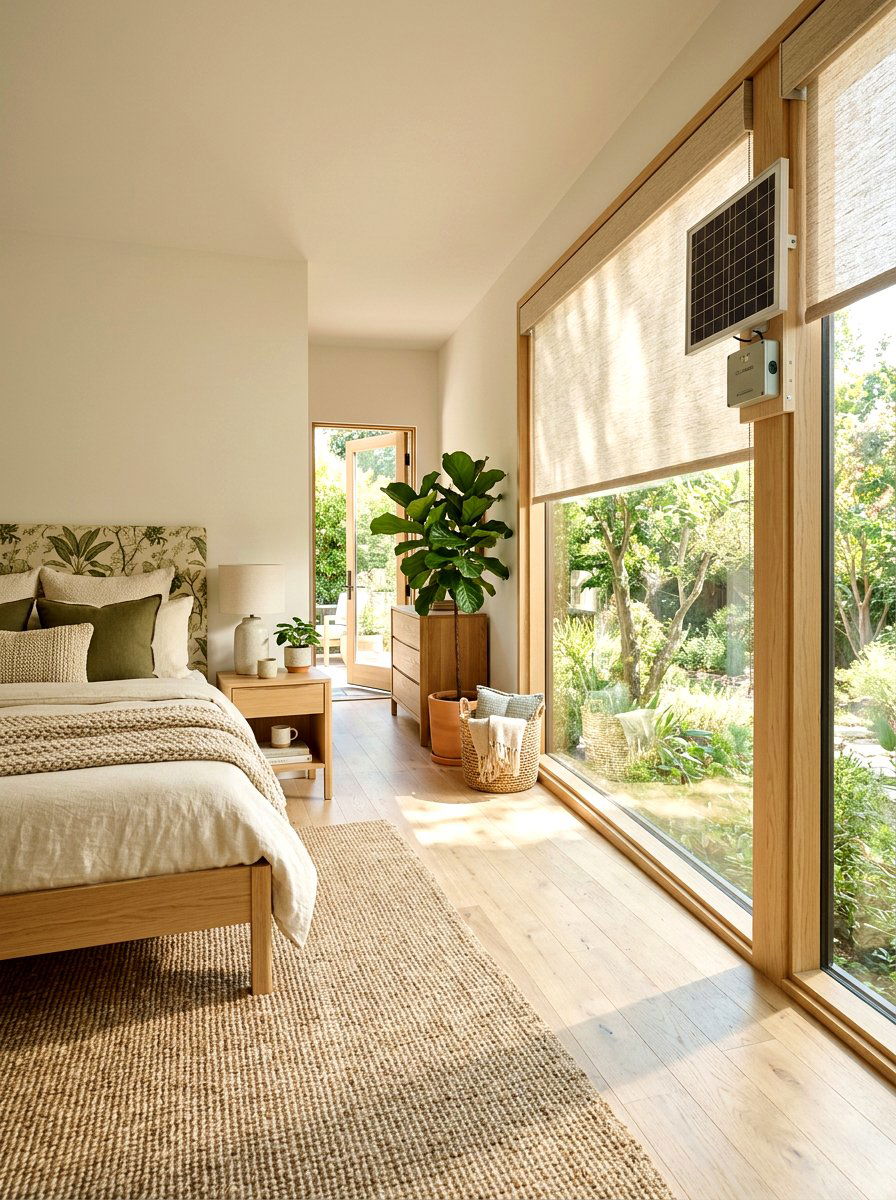 Solar Powered Smart Shades Sustainable Bedroom - 30 smart shade bedroom ideas