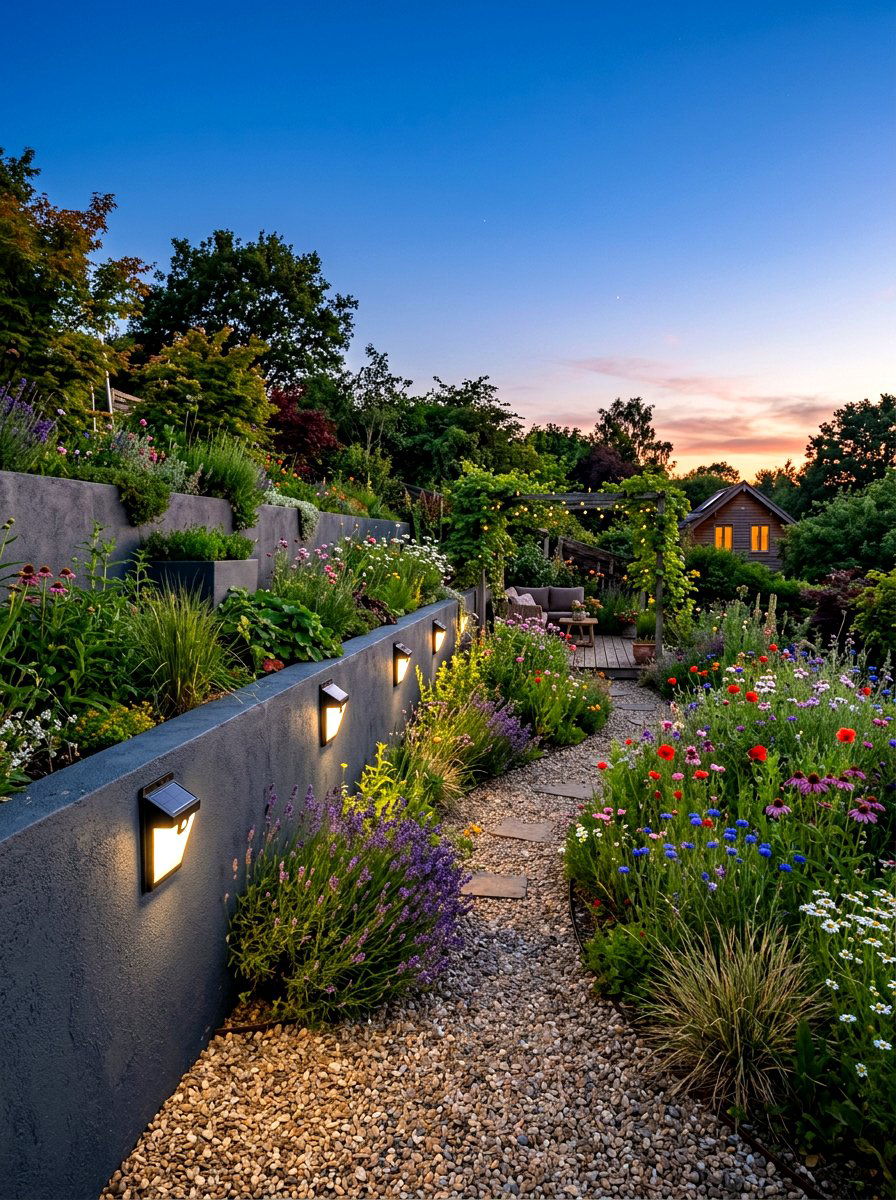Solar Powered Wall Light - 30 retaining wall lighting ideas