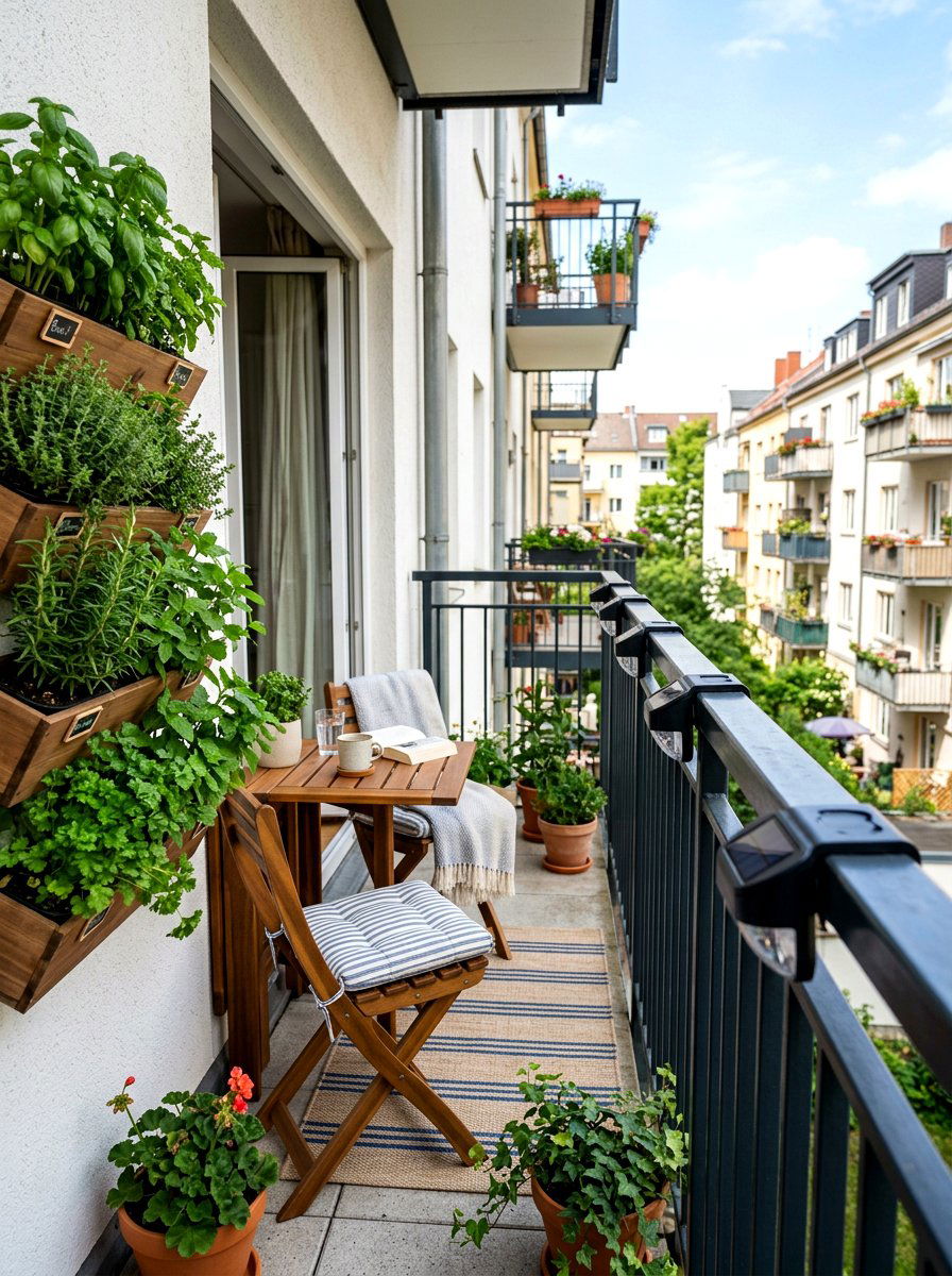 Solar Railing Lights - 30 apartment patio lighting ideas