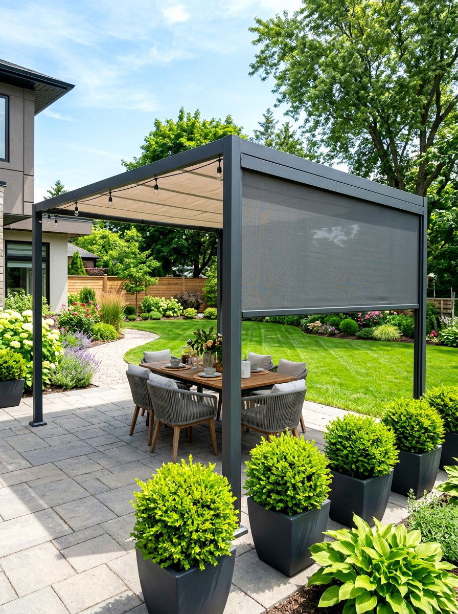 Solar Screen Side Panels - 30 retractable pergola shade ideas