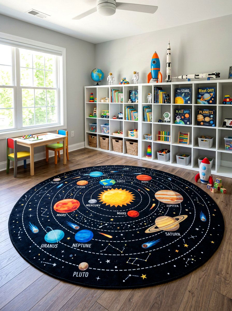 Solar System Area Rug - 30 space themed bedroom ideas