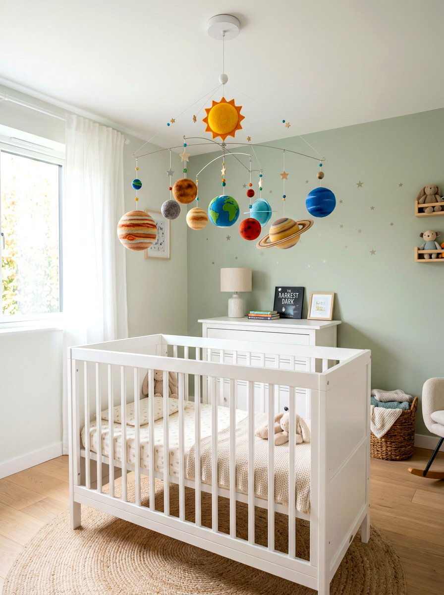 Solar System Hanging Mobile - 30 space themed bedroom ideas