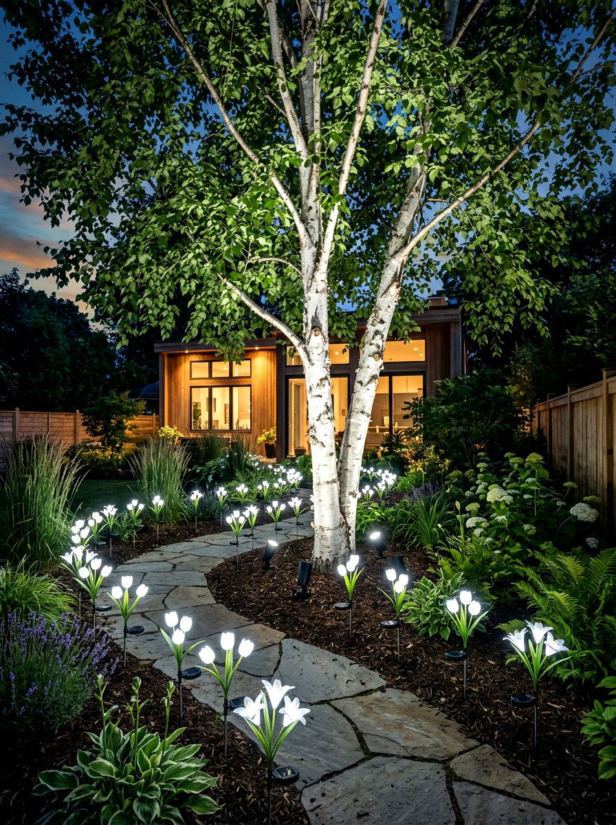 Solar Tree Light - 30 tree lighting ideas