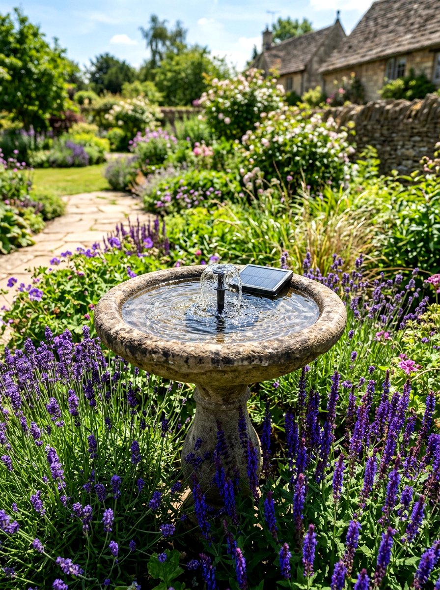 Solar bird bath - 30 hummingbird oasis backyard ideas
