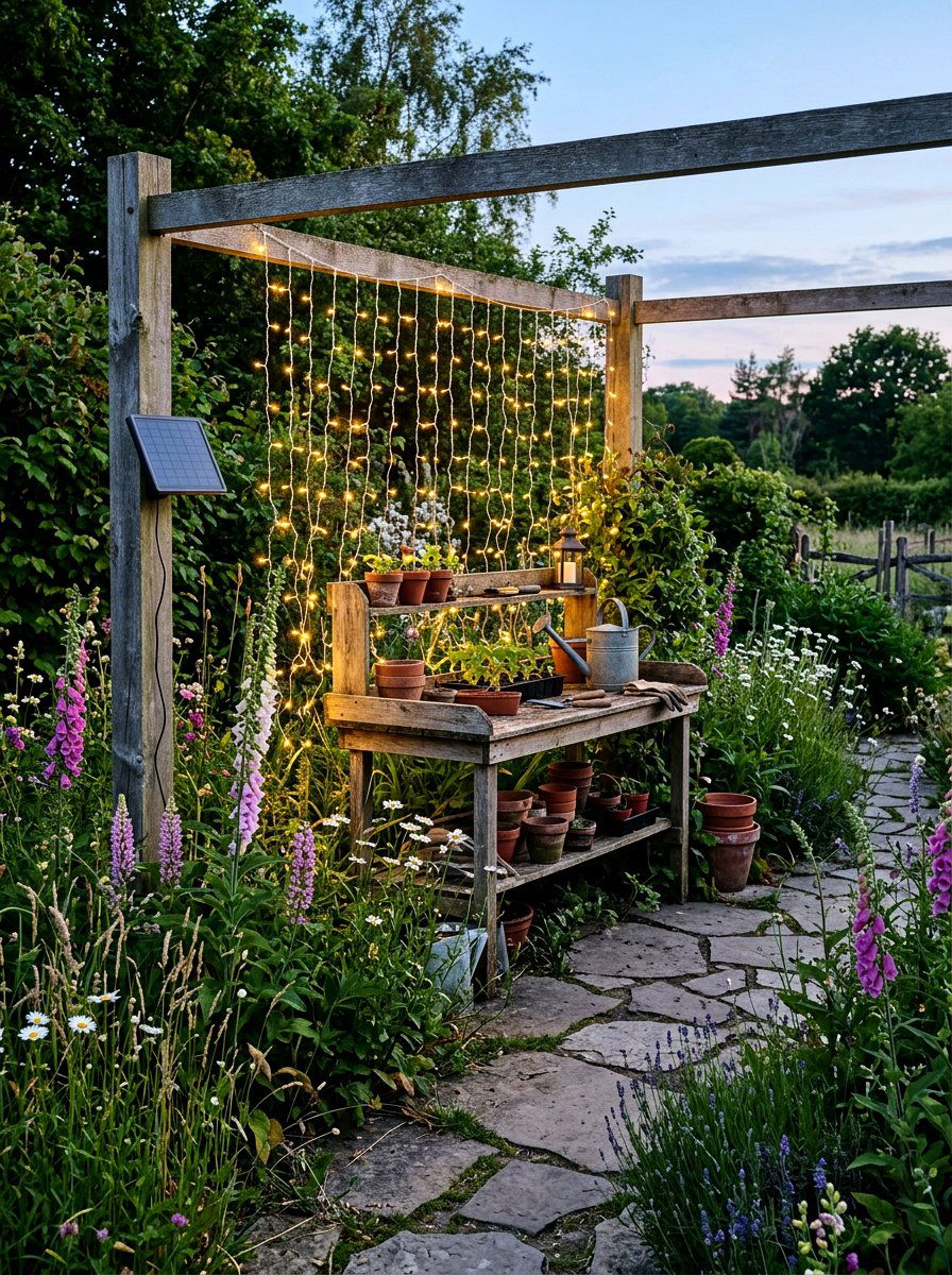 Solar curtain string light - 30 patio curtain string light ideas