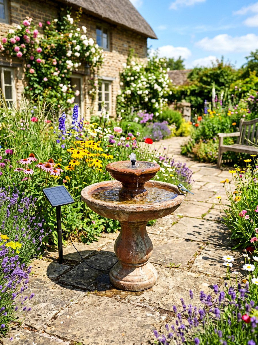 Solar fountain - 30 patio fountain ideas