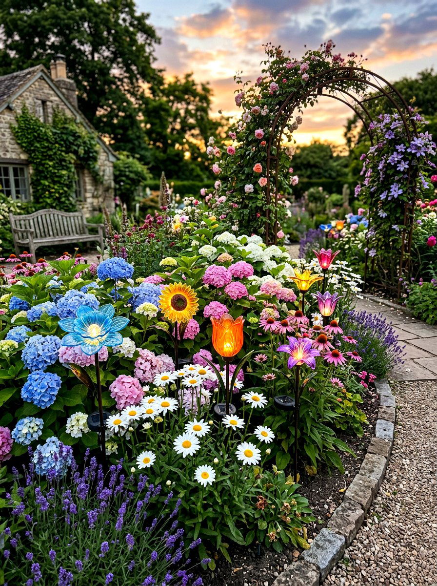 Solar garden stakes - 30 solar garden lighting ideas