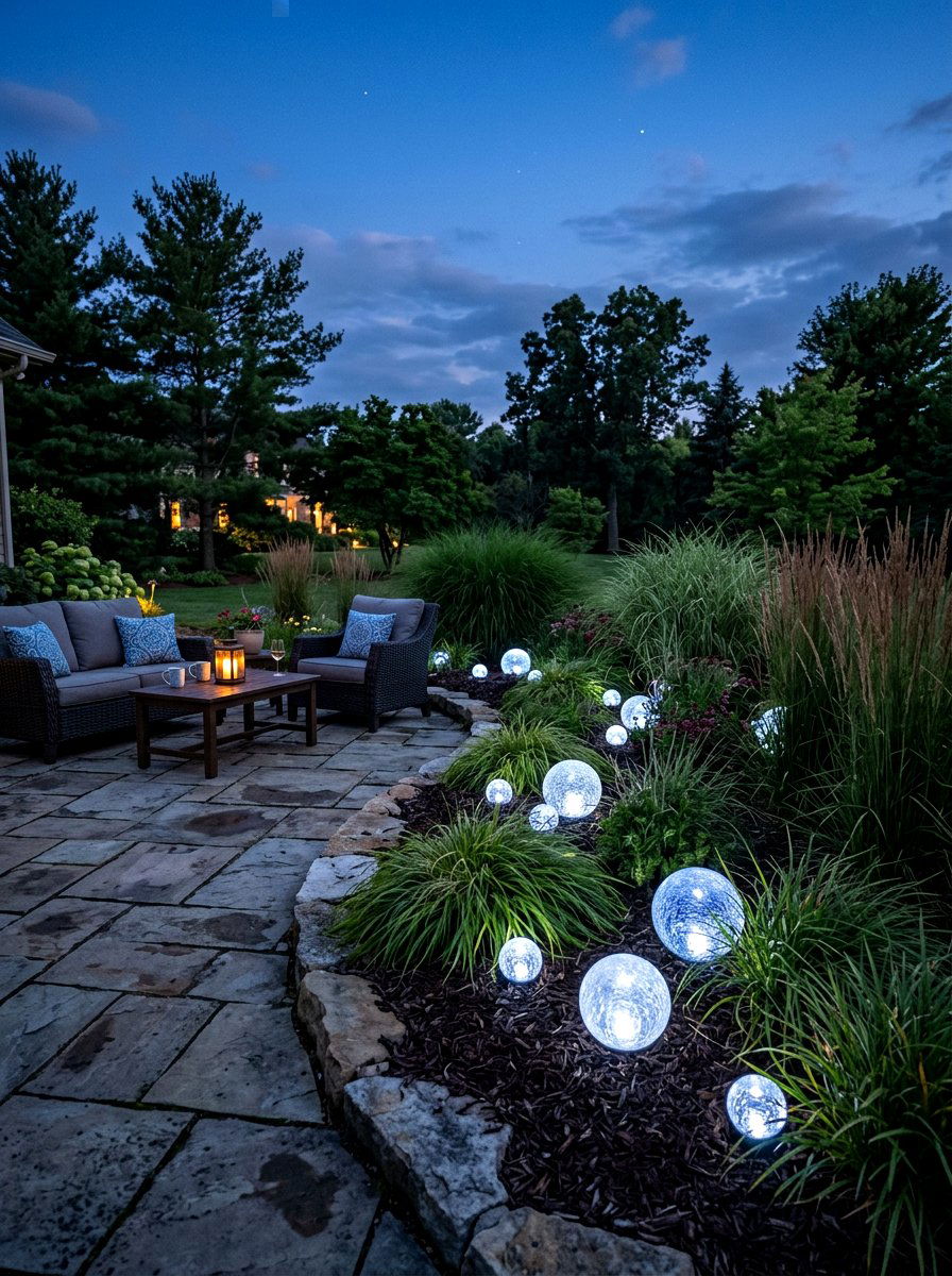 Solar globe patio - 30 twilight patio decor ideas
