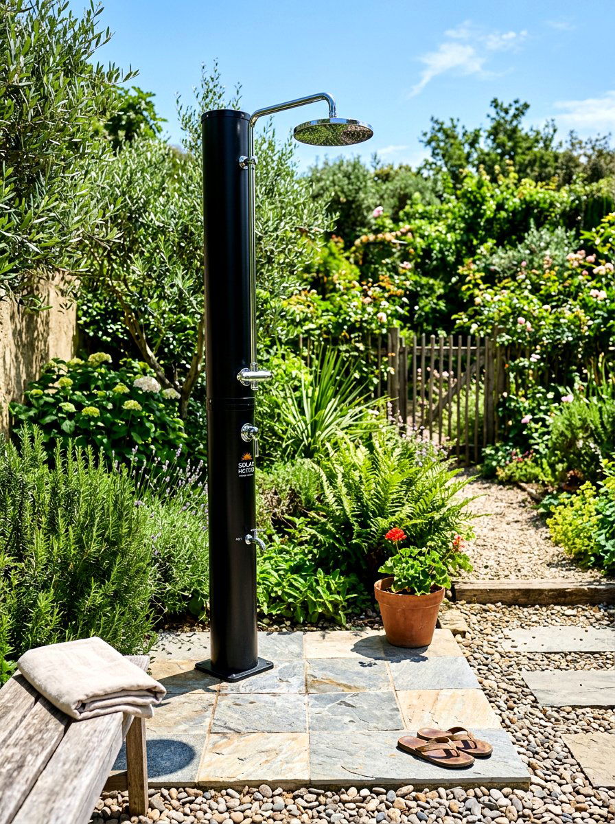 Solar heated outdoor shower - 30 outdoor shower summer ideas