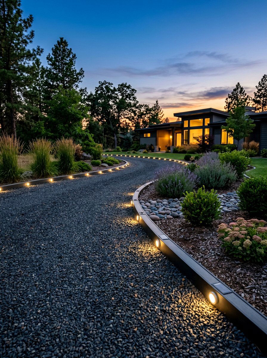 Solar light edging - 30 driveway edging ideas
