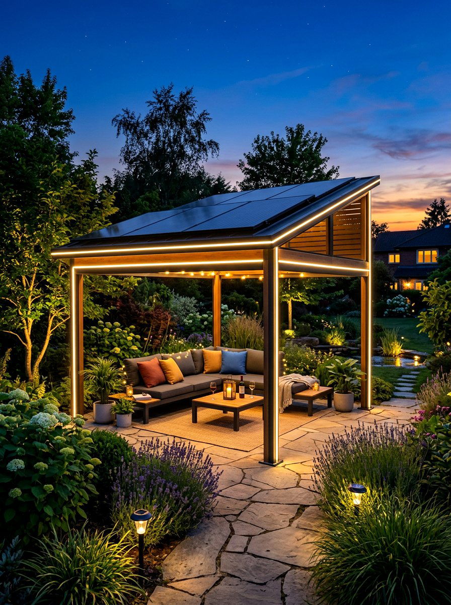 Solar light gazebo - 30 garden gazebo ideas