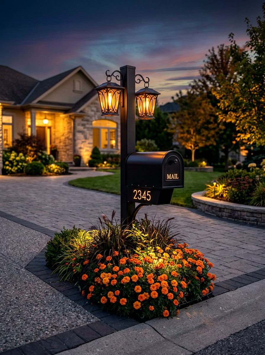 Solar light mailbox planter - 30 mailbox planter box ideas