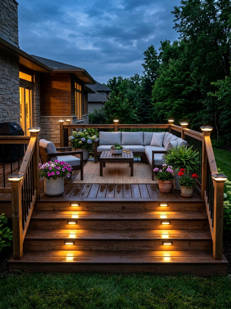 Solar lighting deck - 30 sunset deck decor ideas