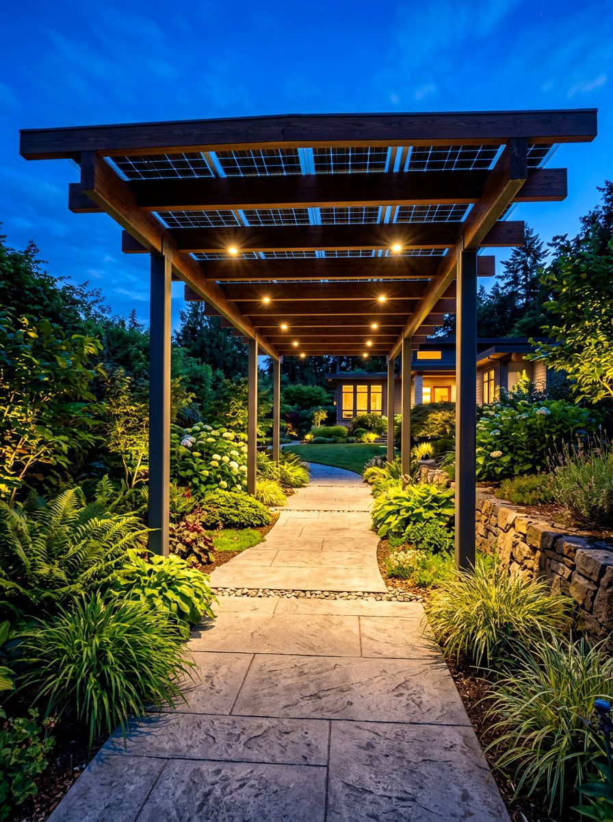 Solar lit modern pergola walkway - 30 pergola walkway ideas