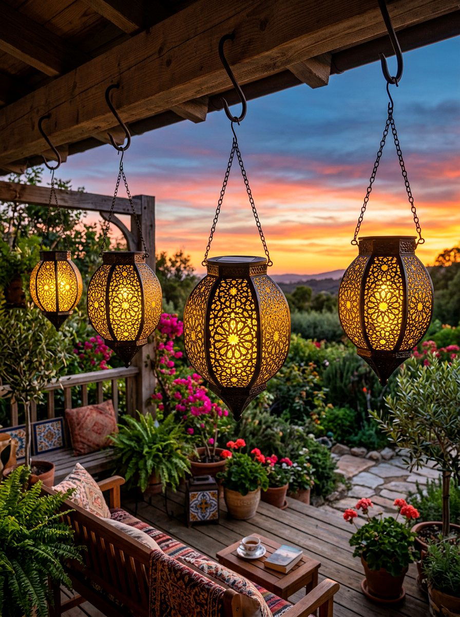 Solar metal lanterns - 30 front porch winter glow ideas