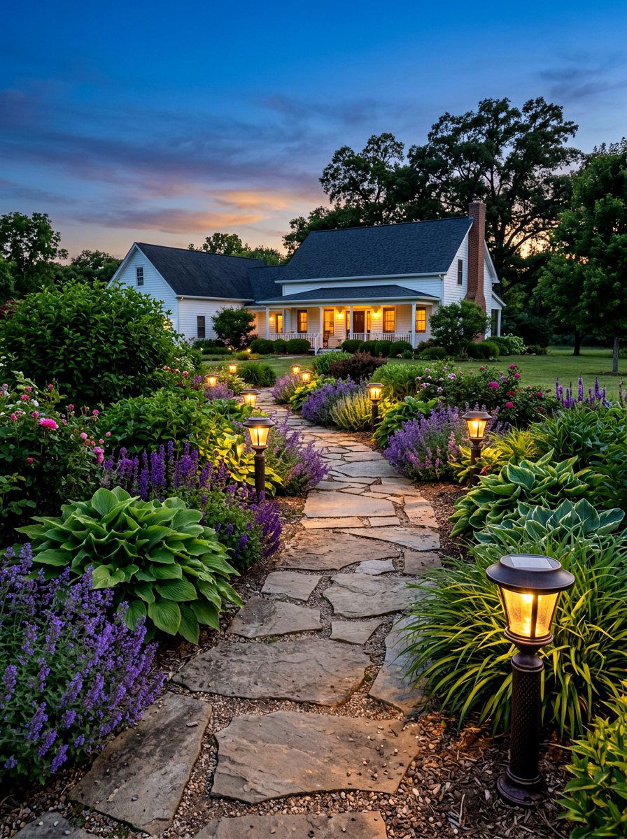 Solar path light - 30 exterior lighting ideas for front of house