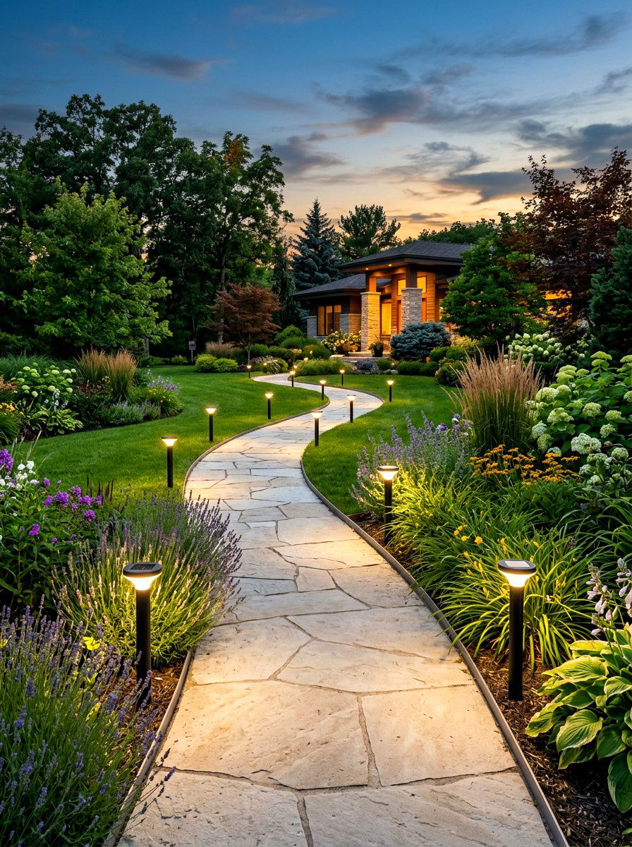 Solar path lighting - 30 moonlight backyard ideas