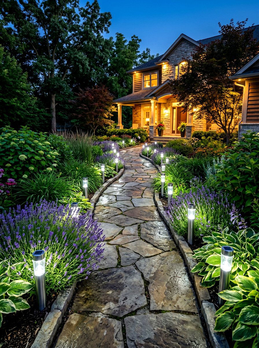 Solar path lights - 30 garden lighting ideas