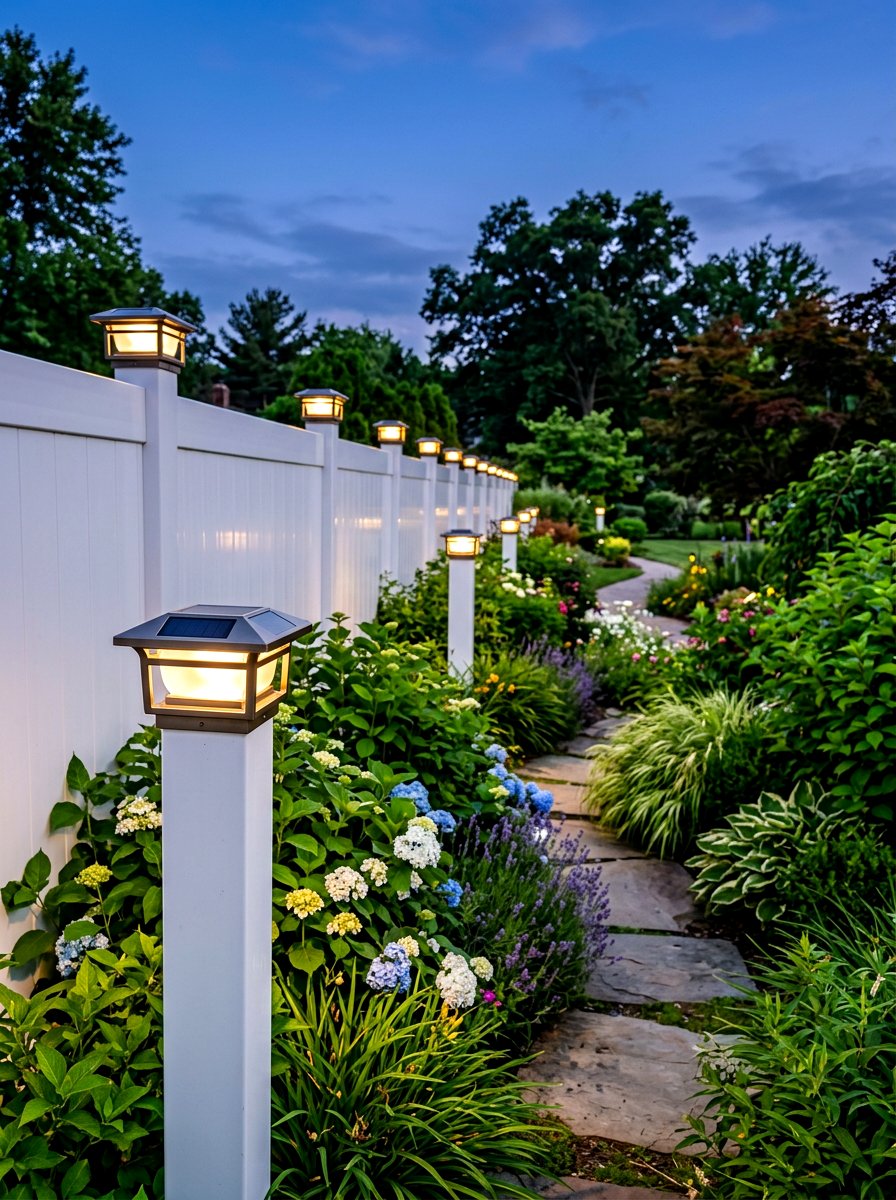 Solar post cap lights - 30 fence lighting ideas