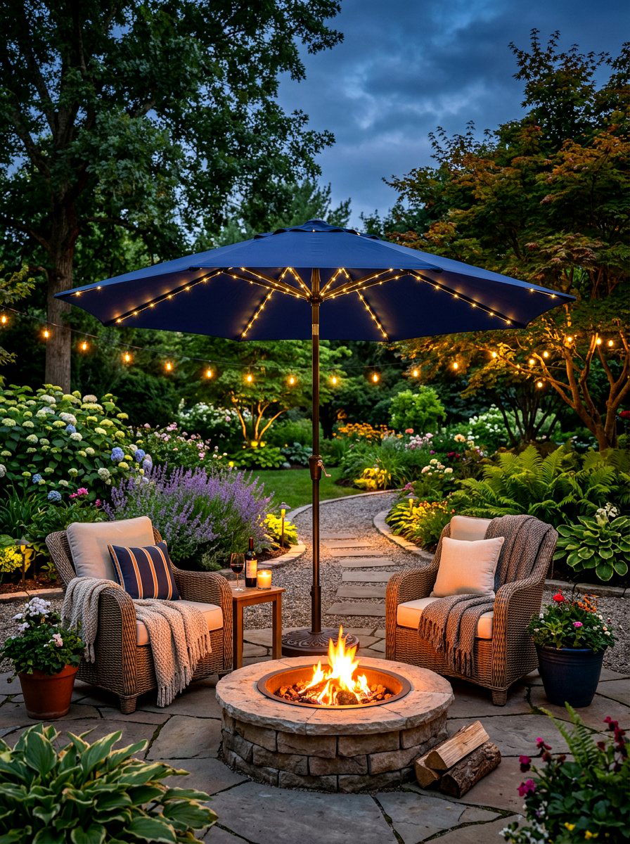 Solar powered garden umbrella - 30 garden umbrella ideas