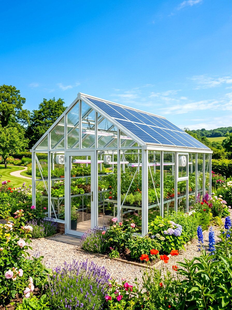 Solar powered greenhouse - 30 backyard greenhouse ideas