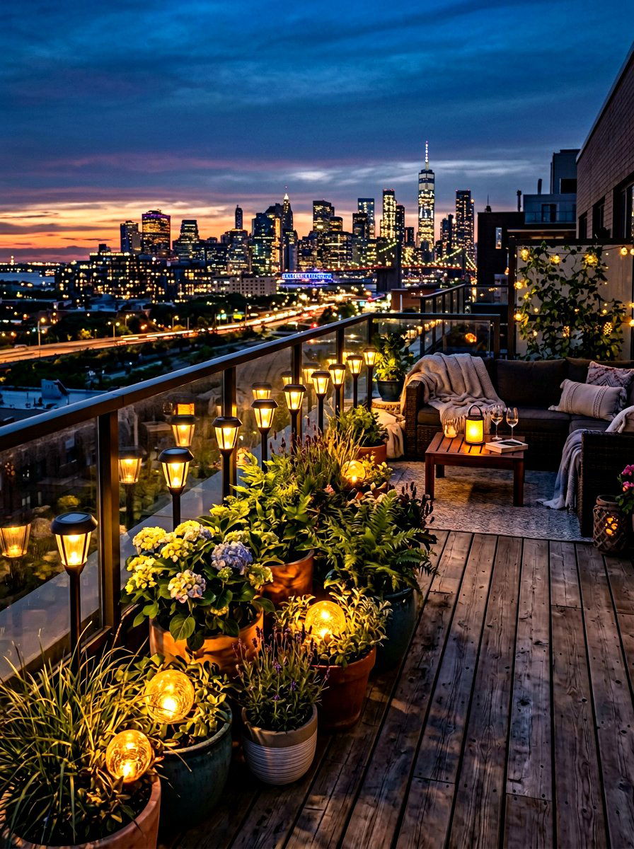 Solar powered lighting - 30 apartment deck ideas