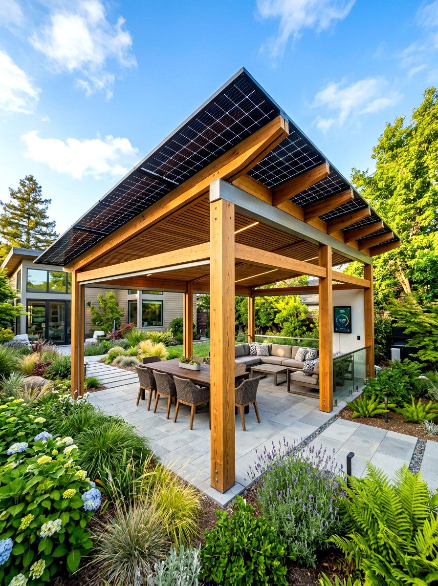 Solar powered pavilion - 30 hexagon pavilion ideas