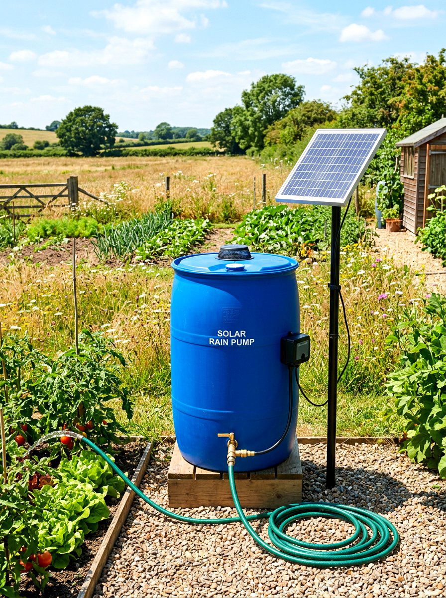 Solar powered pump rain barrel - 30 rain barrel ideas