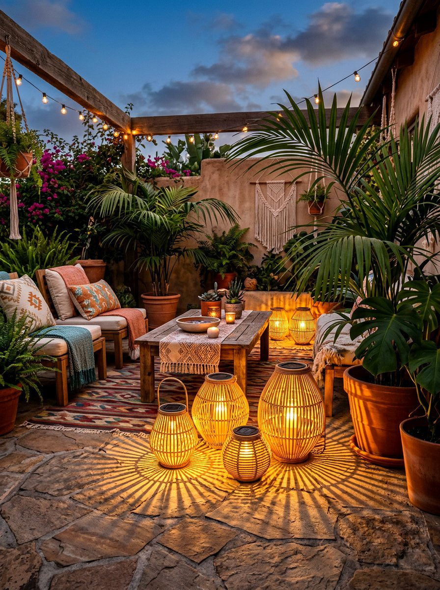 Solar rattan lanterns - 30 solar garden lighting ideas