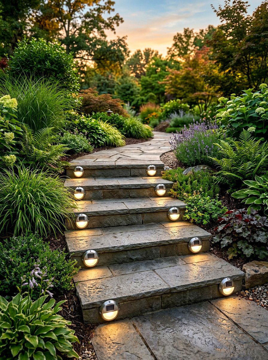 Solar step lights - 30 charming stoop decor ideas