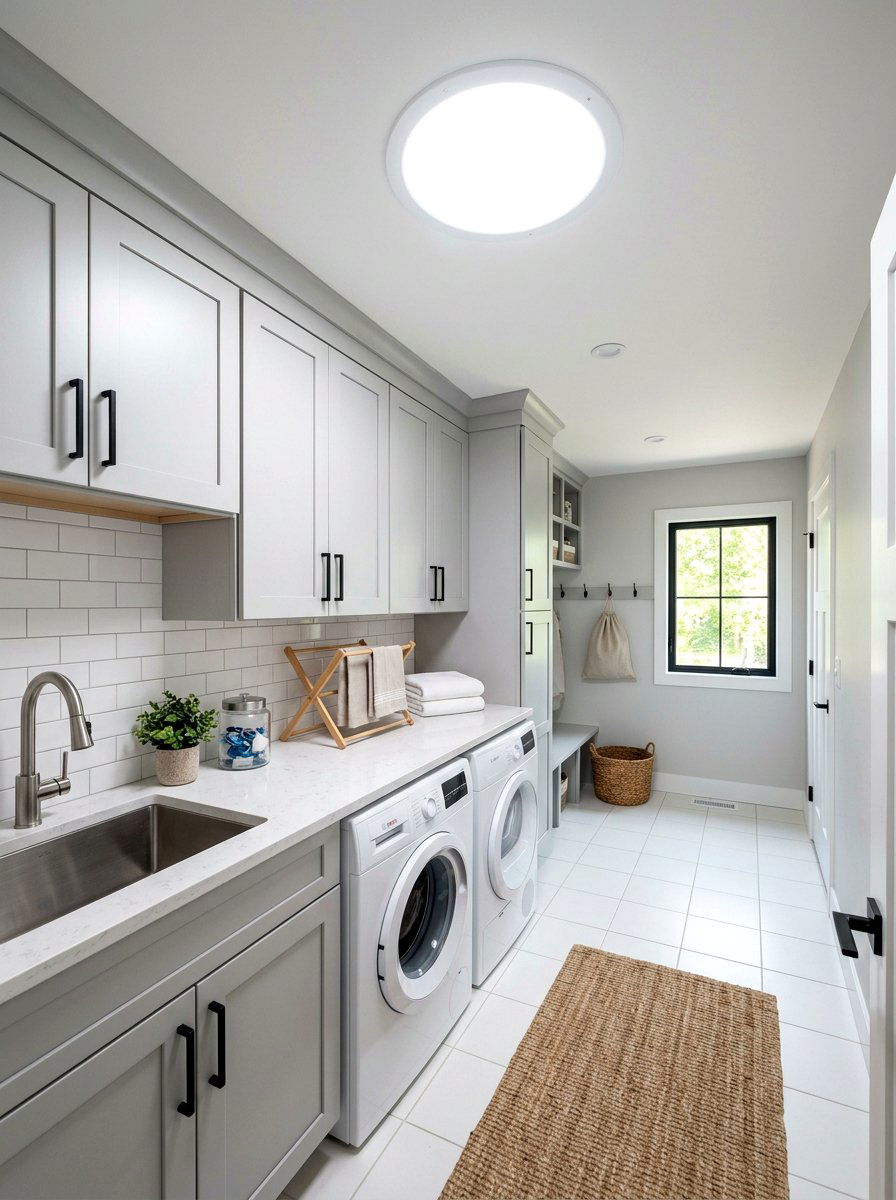 Solar tube laundry room lighting - 30 eco laundry room ideas